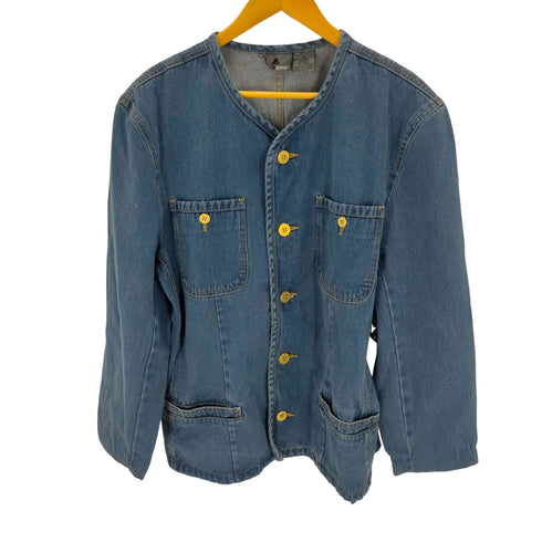 LIZ WEAR 金ボタン ノーカラーデニムジャケット メンズ 14