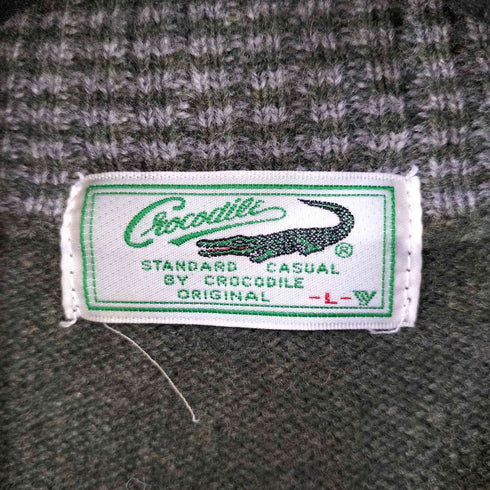 クロコダイル crocodile ウール混 ワニ刺繍 カーディガン メンズ import:L