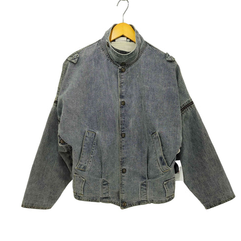 ゲス GUESS 90S 裏地ペンキロゴ スタンドカラー 袖ジップデザイン デニムジャケット メンズ import:M