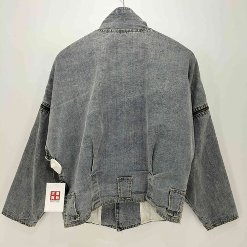 ゲス GUESS 90S 裏地ペンキロゴ スタンドカラー 袖ジップデザイン デニムジャケット メンズ import:M