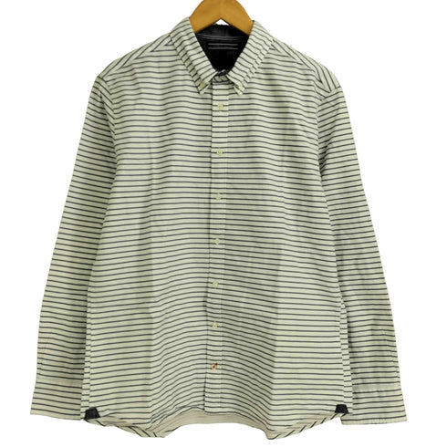 トミーヒルフィガー TOMMY HILFIGER NEW YORK FIT ボーダー ボタンダウン 長袖シャツ メンズ import:XL