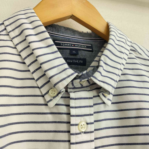 トミーヒルフィガー TOMMY HILFIGER NEW YORK FIT ボーダー ボタンダウン 長袖シャツ メンズ import:XL
