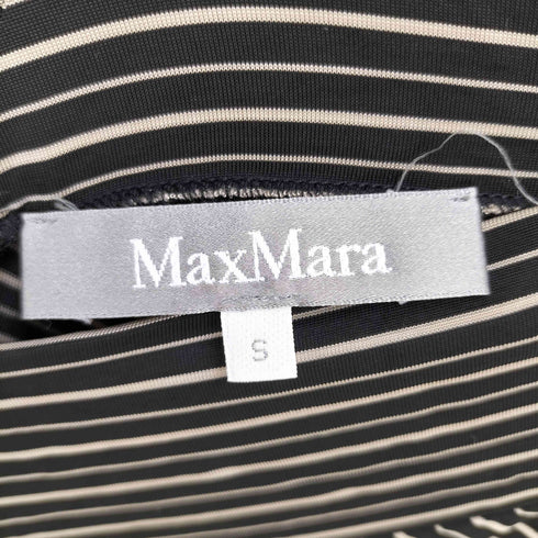 マックスマーラ MAX MARA 銀タグ ボーダー Vネック 七分袖 ストレッチ カットソー レディース import:S