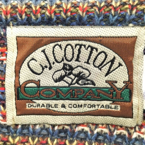 C.J.COTTON COMPANY 80-90s USA製 マルチカラー ボーダーコットンニット メンズ import:L