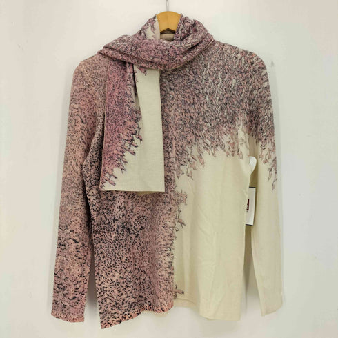 AKRIS カシミヤシルク 総柄 クルーネックニット レディース