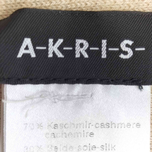 AKRIS カシミヤシルク 総柄 クルーネックニット レディース