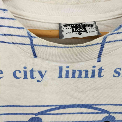 リー Lee 90-00s USA製 リリックオールオーバープリント 総柄 半袖Tシャツ カットソー メンズ JPN:L