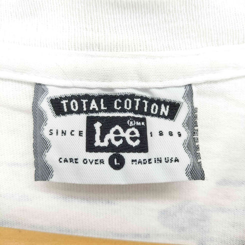 リー Lee 90-00s USA製 リリックオールオーバープリント 総柄 半袖Tシャツ カットソー メンズ JPN:L