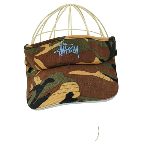 ステューシー Stussy 90S OLD FLEXFIT ロゴ刺繍 カモ柄 サンバイザー レディース L-XL