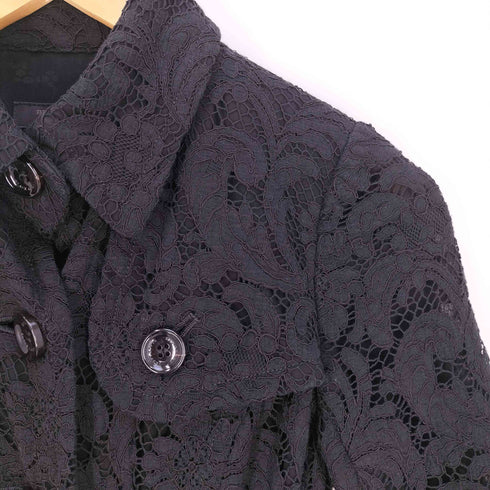 バーバリーブラックレーベル BURBERRY BLACK LABEL レース ベルテッド 七分袖ワンピース レディース 38