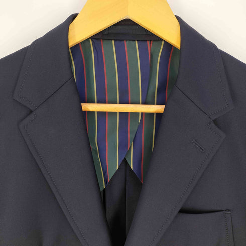 ヴィタルバルベリス カノニコ VITALE BARBERIS CANONICO BLUE RED 裏地ストライプ 金ボタン 紺ブレ 2B テーラードジャケット メンズ