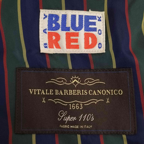 ヴィタルバルベリス カノニコ VITALE BARBERIS CANONICO BLUE RED 裏地ストライプ 金ボタン 紺ブレ 2B テーラードジャケット メンズ