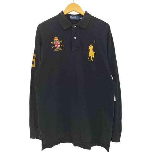 ポロバイラルフローレン Polo by RALPH LAUREN ビッグポニー刺繍 背番号 長袖ポロシャツ メンズ import:L