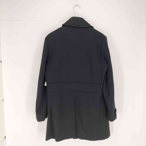 バーバリーブラックレーベル BURBERRY BLACK LABEL 裏地ノバチェック シルバーボタン ウールメルトン ピーコート メンズ JPN:M