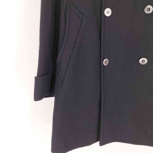 バーバリーブラックレーベル BURBERRY BLACK LABEL 裏地ノバチェック シルバーボタン ウールメルトン ピーコート メンズ JPN:M