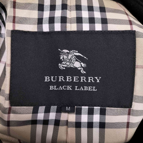 バーバリーブラックレーベル BURBERRY BLACK LABEL 裏地ノバチェック シルバーボタン ウールメルトン ピーコート メンズ JPN:M