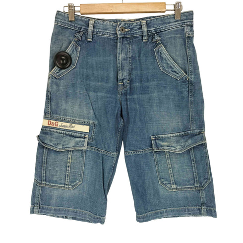ディーアンドジードルチェアンドガッバーナ D&G DOLCE&GABBANA 00s オーバーサイズ カーゴポケット ボタンフライ デニムショートパンツ Y2K メンズ
