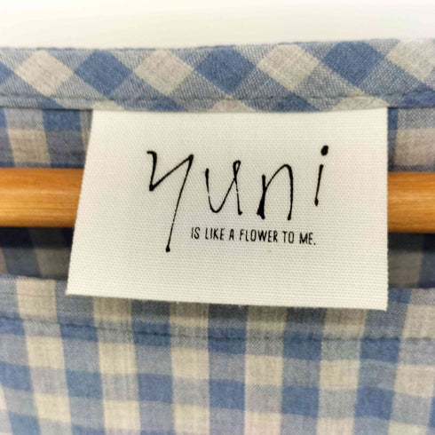 ユニ yuni ギンガムチェック 七分袖 ボートネック ブラウス レディース