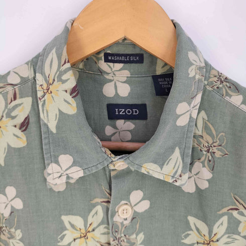 アイゾッド IZOD WASHBLE SILK 花柄 シルク アロハシャツ メンズ import:L