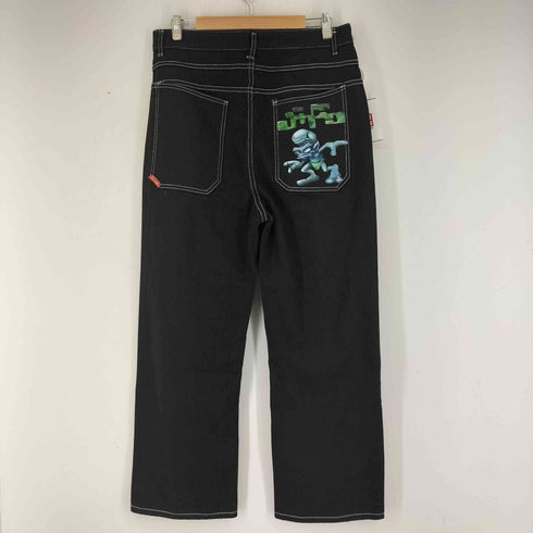 JNCOJEANS ブラックバギーデニムパンツ ポケットプリント メンズ 56