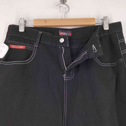 JNCOJEANS ブラックバギーデニムパンツ ポケットプリント メンズ 56