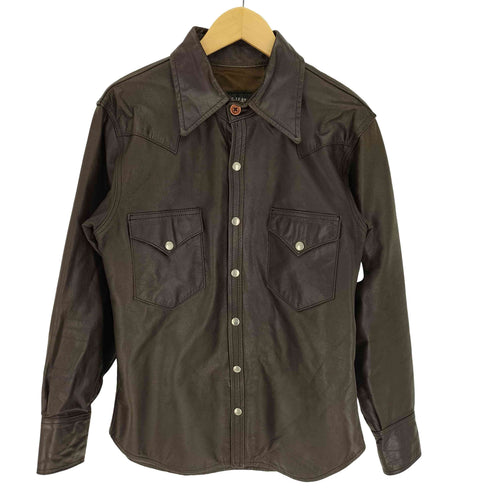 EEZAN GENUINE LEATHER レザー ウエスタン シャツ ジャケット メンズ import:L