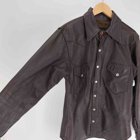 EEZAN GENUINE LEATHER レザー ウエスタン シャツ ジャケット メンズ import:L