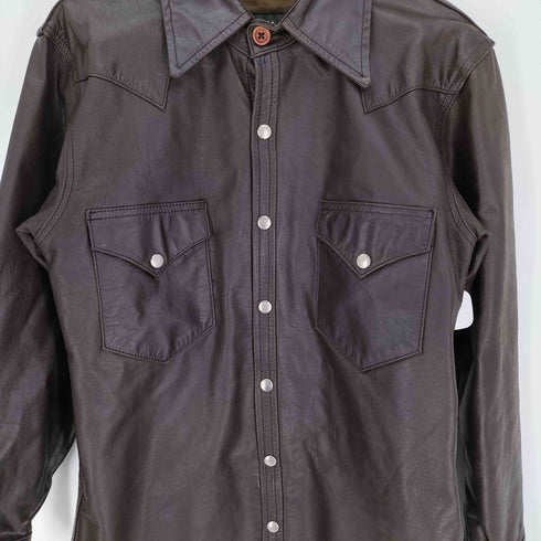 EEZAN GENUINE LEATHER レザー ウエスタン シャツ ジャケット メンズ import:L