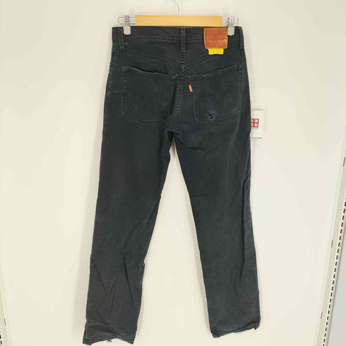 リーバイス Levis 502 革パッチ ストレート ジップフライ ブラック デニム パンツ メンズ 30-33