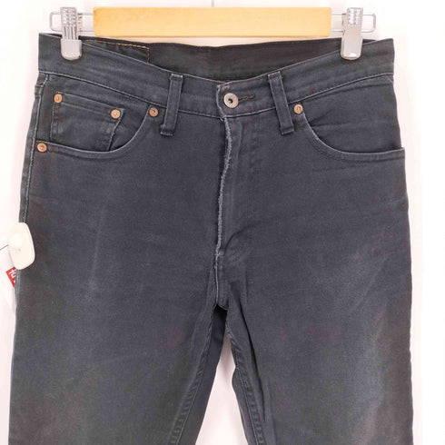 リーバイス Levis 502 革パッチ ストレート ジップフライ ブラック デニム パンツ メンズ 30-33