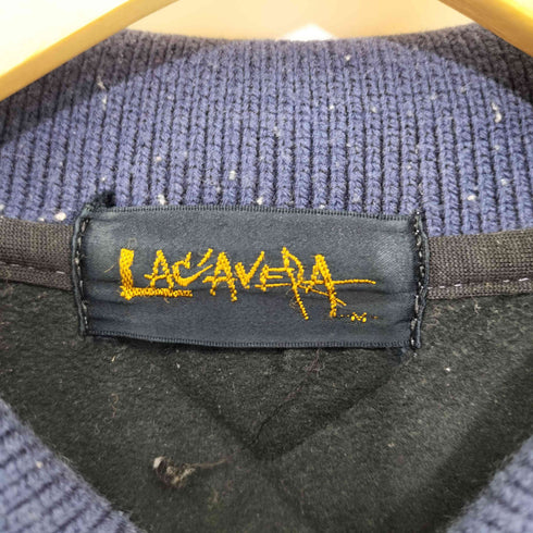 LACAVEPA 総柄 刺繍デザイン プルオーバー ニットポロ メンズ