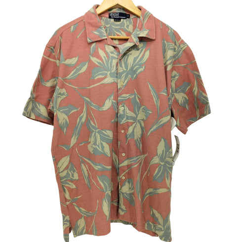 ポロラルフローレン POLO RALPH LAUREN 90S USA製 開襟 S/S 鹿の子 アロハシャツ メンズ import:M