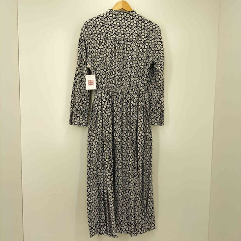シップス SHIPS 25SS ドット / 花柄 バンドカラー サイド プリーツ ワンピース レディース JPN:M