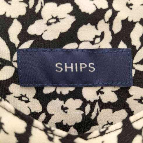 シップス SHIPS 25SS ドット / 花柄 バンドカラー サイド プリーツ ワンピース レディース JPN:M