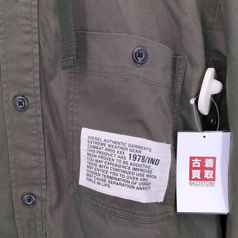ディーゼル DIESEL フラッグパッチ ミリタリーフーディーシャツジャケット メンズ JPN:L
