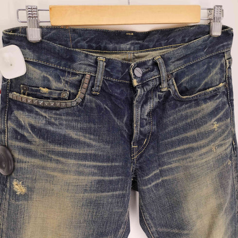 ヒステリックグラマー HYSTERIC GLAMOUR スタッズ クラッシュ ブーツカット ダメージ デニム パンツ メンズ 30