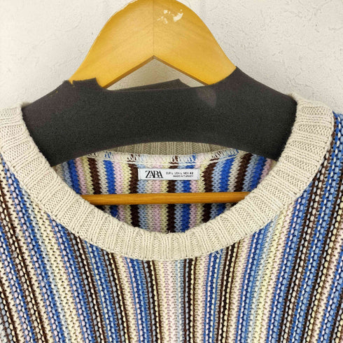 ザラ ZARA STRIPED JACQUARD SWEATER メンズ import:L