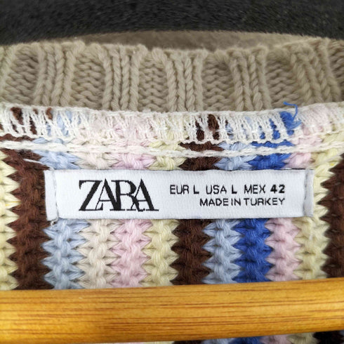 ザラ ZARA STRIPED JACQUARD SWEATER メンズ import:L