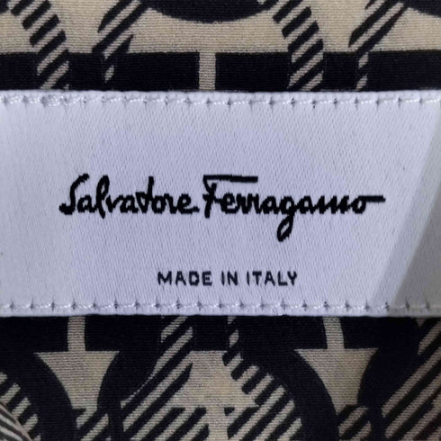 サルヴァトーレフェラガモ Salvatore Ferragamo ガンチーニ モノグラム シルクシャツ レディース 38