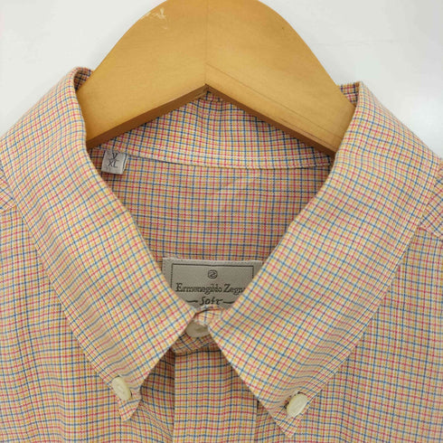 エルメネジルドゼニア Ermenegildo Zegna SOFT ガンクラブ コットン ショートスリーブ ボタンダウンシャツ メンズ import:XL