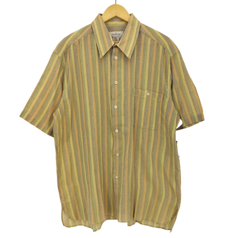 エルメネジルドゼニア Ermenegildo Zegna イタリア製 ストライプ ショートスリーブ ポケット シャツ メンズ import:XL