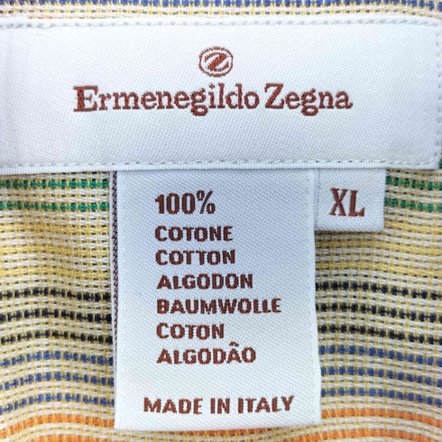 エルメネジルドゼニア Ermenegildo Zegna イタリア製 ストライプ ショートスリーブ ポケット シャツ メンズ import:XL