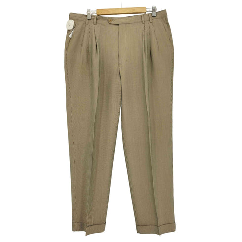 エルメネジルドゼニア Ermenegildo Zegna Pure Silk ストライプ 3タック スラックスパンツ メンズ 56