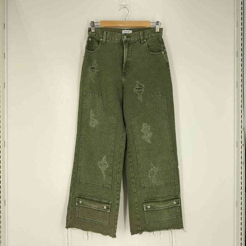 ラグアジェム LAGUA GEM PATCH POCKET STRAIGHT DENIM ワイドデニムパンツ レディース 26