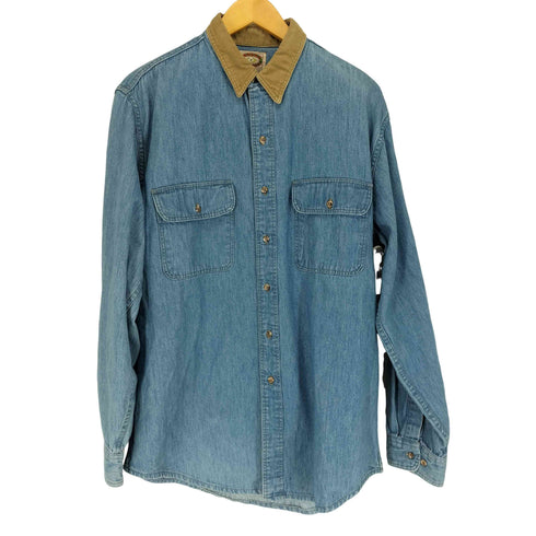 バナナリパブリック BANANA REPUBLIC 80s MADE IN USA 襟コーデュロイデニムL/Sシャツ メンズ JPN:L