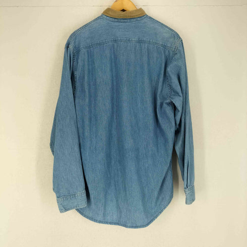 バナナリパブリック BANANA REPUBLIC 80s MADE IN USA 襟コーデュロイデニムL/Sシャツ メンズ JPN:L