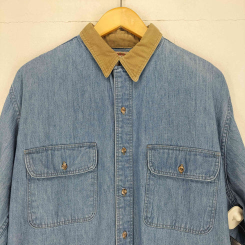 バナナリパブリック BANANA REPUBLIC 80s MADE IN USA 襟コーデュロイデニムL/Sシャツ メンズ JPN:L