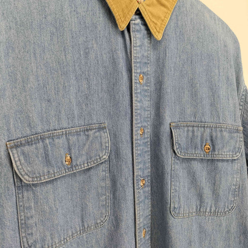 バナナリパブリック BANANA REPUBLIC 80s MADE IN USA 襟コーデュロイデニムL/Sシャツ メンズ JPN:L