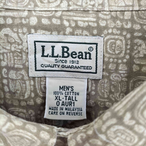 エルエルビーン L.L.Bean ネイティブ柄 オープンカラーシャツ メンズ XL-TALL