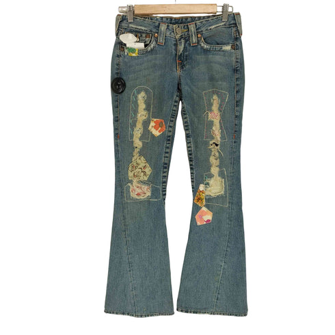 トゥルーレリジョン TRUE RELIGION WOODSTOCK MADE IN USA ダメージ加工フレアデニムパンツ レディース 27